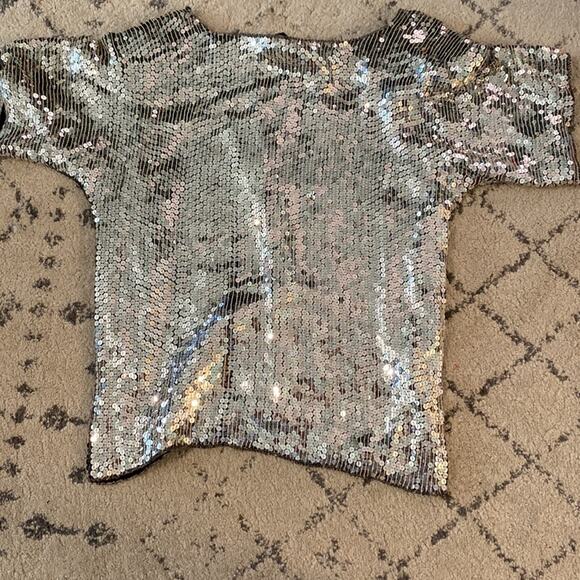 Vintage jean for Joseph Le Bon sequin beaded party top sz Small - Picture 6 of 6